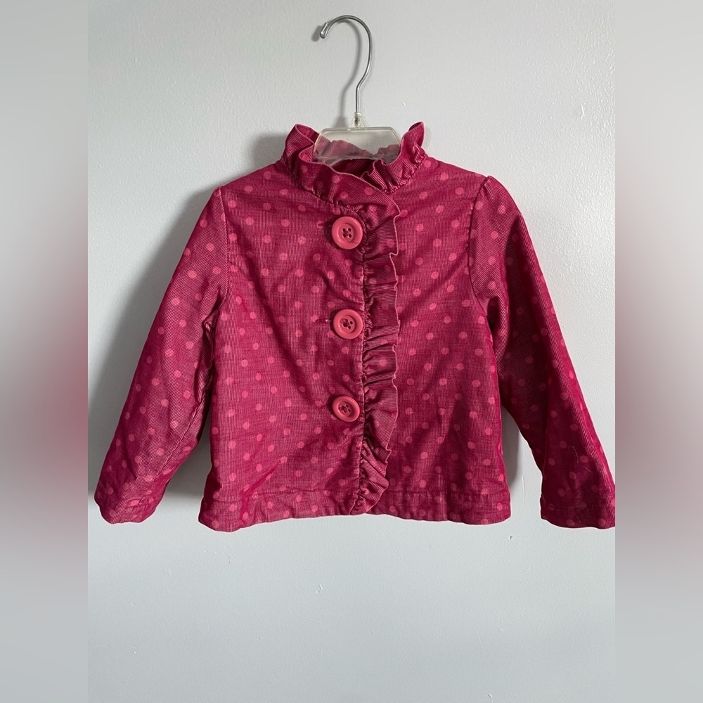 OshKosh B'gosh Pink, corduroy polka dot jacket w/big buttons size 3T